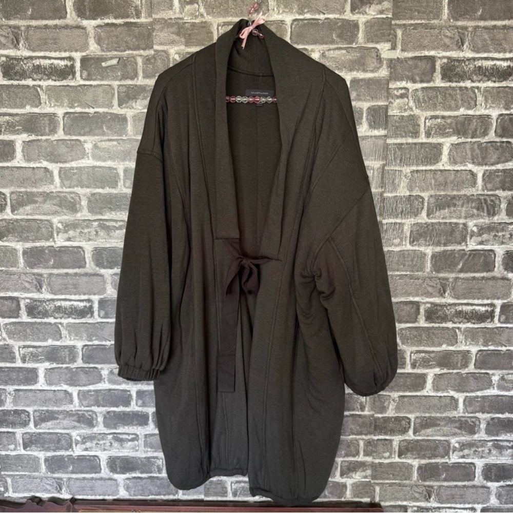 Grade & Gather kimono jacket gray tie front oversized